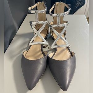 Nine West Silver Strappy Flats